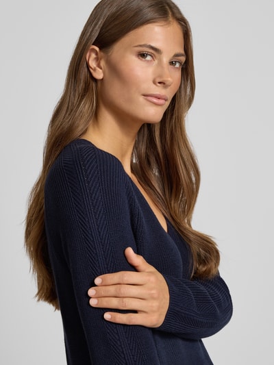 s.Oliver RED LABEL Regular fit gebreide pullover van katoenmix Marineblauw - 3