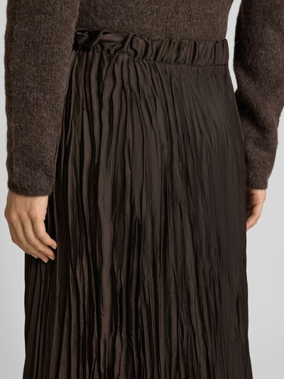 Stefanel Maxi-rok met elastische tailleband Model 'KREUKELROK' Donkerbruin - 3