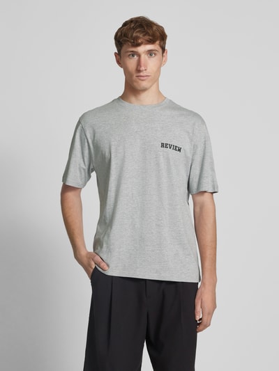 REVIEW Regular Fit T-Shirt aus Baumwoll-Viskose-Mix Hellgrau Melange 4