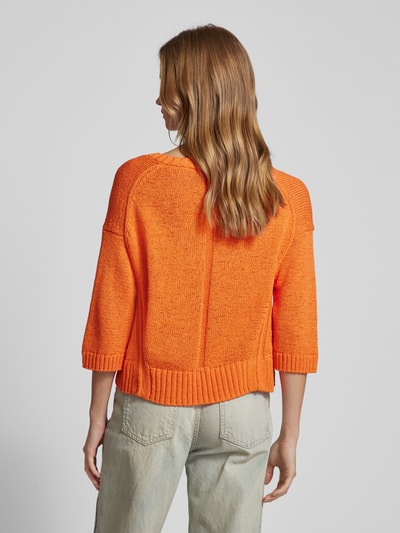 Oui Gebreide pullover met V-hals Oranje - 5