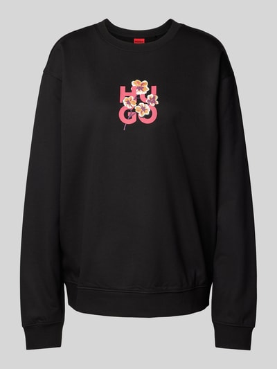 HUGO Sweatshirt met labelprint Zwart - 2