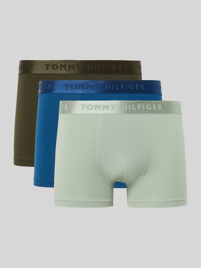 Produktfoto, Slim Fit Trunks aus Modal-Mix im 3er-Pack von Tommy Hilfiger in Optik: Unifarben, elastischer Bundabschluss, Label-Print, Materialverarbeitung: Stretch-Webstruktur, für Herren