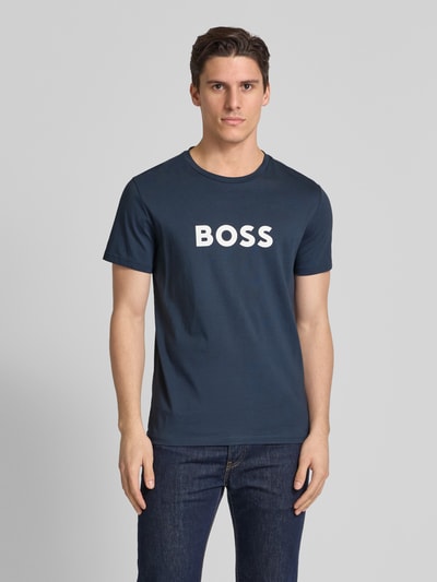 BOSS T-Shirt mit Label-Print Dunkelblau 4