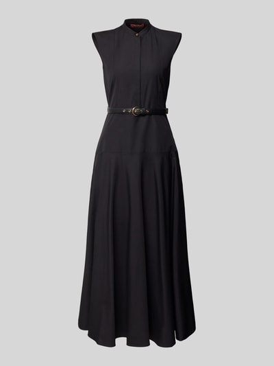 Produktfoto, Tailliertes Freizeitkleid aus reiner Baumwolle Modell 'GESTO' von Max Mara, jednokolorowy, krój taliowany, długość maxi, okrągły dekolt, bez rękawów, zapięcie: listwa guzikowa i wszyty zamek błyskawiczny, boczne kieszenie wpuszczane, wykończenie materiału: popelina, materiał: bawełna