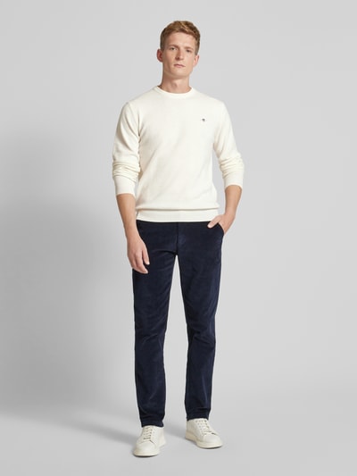 Gant Gebreide trui van wol met ronde hals Offwhite - 1