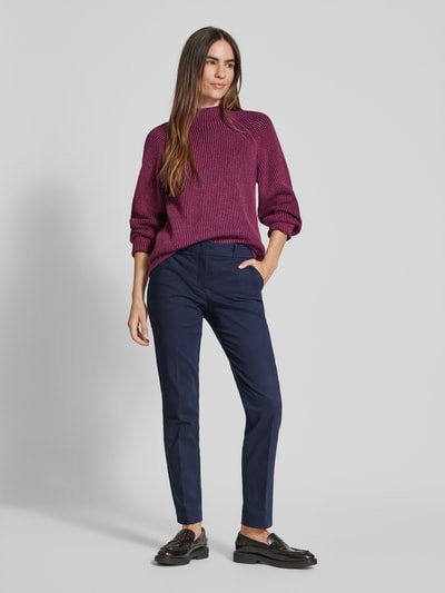 Tom Tailor Loose Fit Strickpullover mit gestreiftem Ripp-Muster Dunkelrot 1