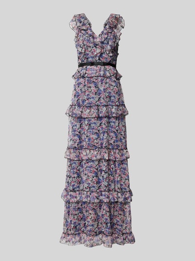 Lipsy Abendkleid mit Volants Bleu 2