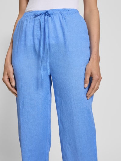 Mango Leinenhose mit elastischem Bund Rauchblau 3