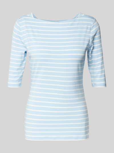 comma T-Shirt mit U-Boot-Ausschnitt Bleu 2