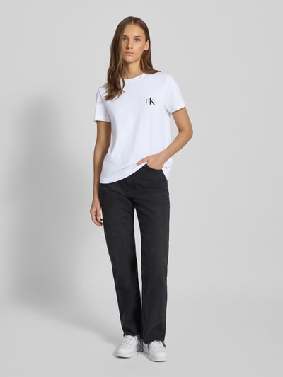 Calvin Klein Jeans T-shirt met labelprint in een set van 2 stuks Lichtgrijs - 1