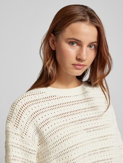 Mango Strickpullover mit Lochmuster Modell 'MUDITO' Offwhite 3