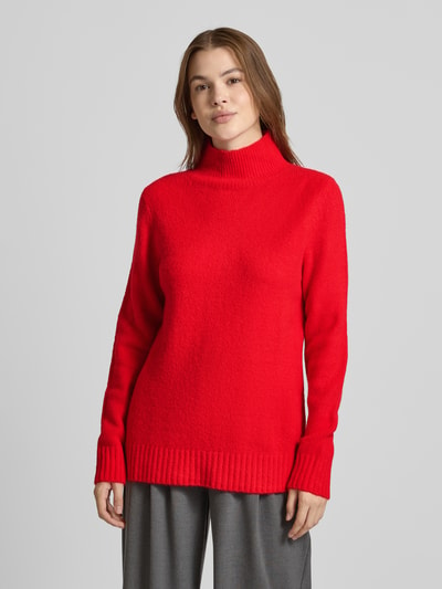 Jake*s Casual Regular fit gebreide pullover met opstaande kraag Kersenrood - 4