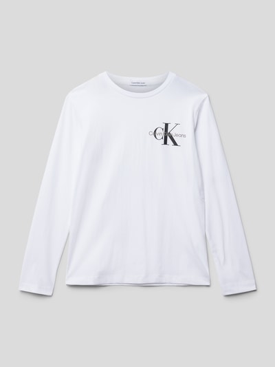 Calvin Klein Jeans Longsleeve mit Label-Schriftzug Modell 'CHEST MONOGRAM' Weiss 1