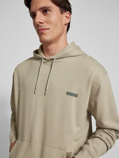 WOODBIRD Hoodie met labelprint, model 'PACS' Beige - 3