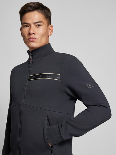 Joy Sweatjack met labeldetail, model 'G-Style' Antraciet - 3