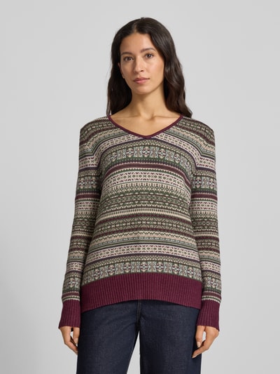 Christian Berg Woman Gebreide pullover met ribboorden Olijfgroen gemêleerd - 4