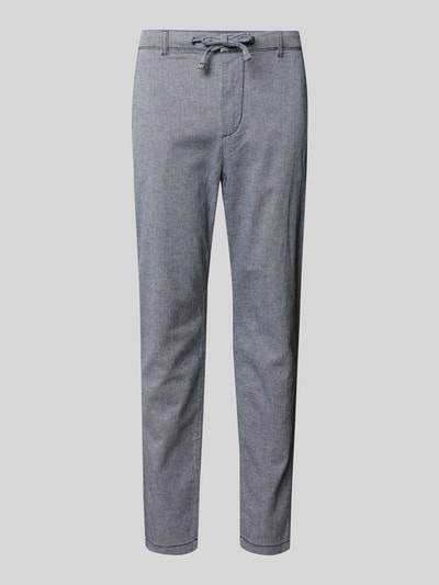 Produktfoto, Regular Fit Chino aus Baumwoll-Mix von Tom Tailor w optyce melanż, krój regular fit, bawełniany materiał z tunelem, boczne kieszenie, tylne kieszenie, szlufki, guzik i ukryty zamek