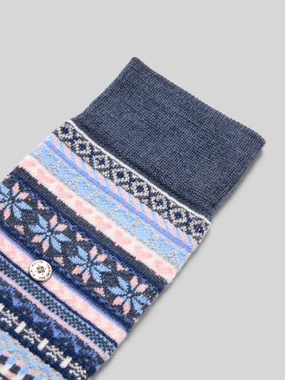 Burlington Wollen sokken van scheerwolmix met logo-applicatie, model 'Isle' Blauw - 2