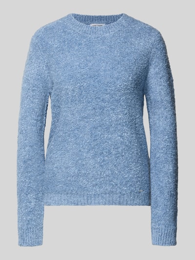 Produktfoto, Strickpullover mit Rundhalsausschnitt von MORE & MORE, Effektgarn in Hellblau, gerippte Abschlüsse, strukturierte Oberfläche