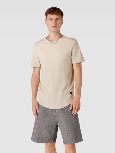 Only & Sons T-shirt met afgeronde zoom, model 'MATT' Beige - 4