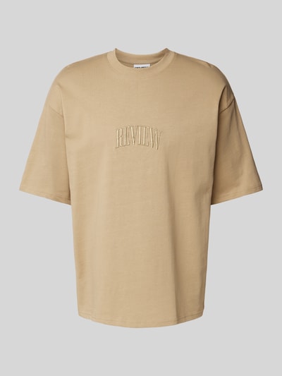 REVIEW T-Shirt mit Label-Stitching Taupe 1