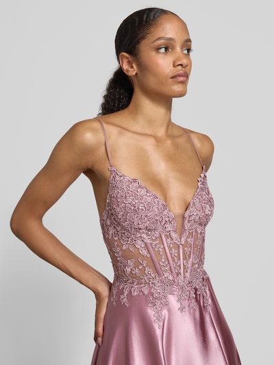 Mascara Abendkleid mit Spitze und Ziersteinbesatz Altrosa 3