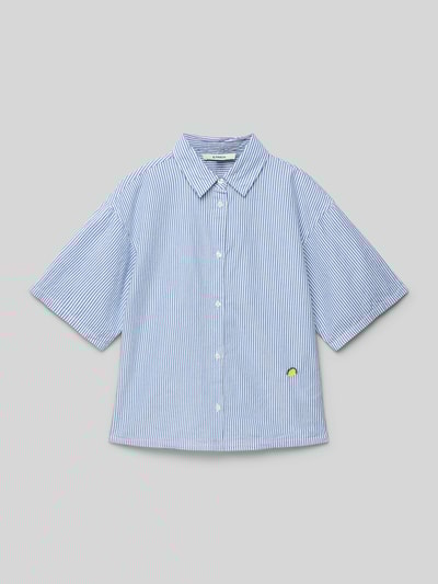 Garcia Bluse mit überschnittenen Schultern und Logo-Stitching Bleu 1
