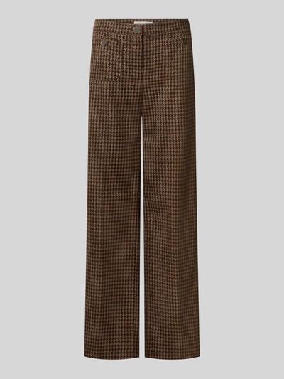 Produktfoto, Wide Leg Pants mit aufgesetzten Eingrifftaschen von Christian Berg Woman, braun gemustert, Damenhose aus Material-Mix mit Viskose-Anteil