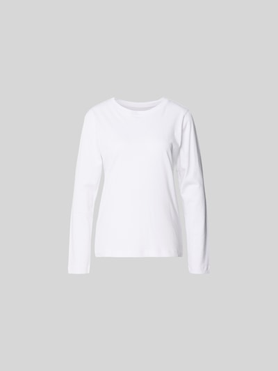Produktfoto, Longsleeve mit Rundhalsausschnitt von Juvia aus Baumwoll-Mix in Weiß, gerader Schnitt, langärmliges Design, Rückenlänge 60 cm