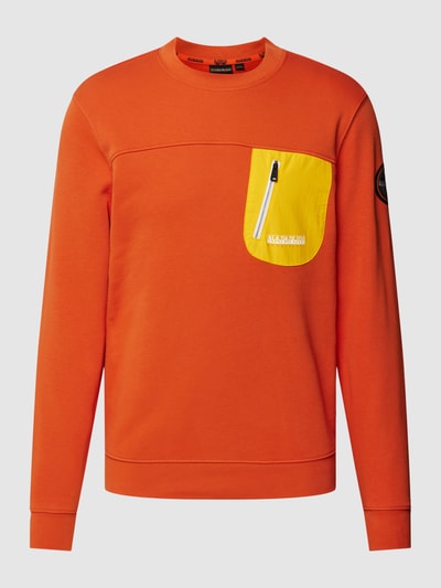 Napapijri Sweatshirt mit Label-Print Modell 'HURON' Orange 2