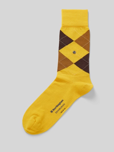 Burlington Socken mit Label-Detail Modell 'Edinburgh' Gelb 1