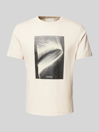 CK Calvin Klein T-Shirt mit Label-Print Beige 2