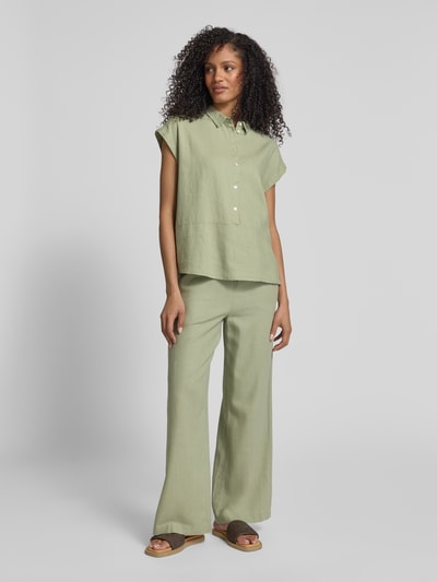 ICHI Bluzka o kroju regular fit z mieszanki lnu i wiskozy z listwą guzikową Trzcinowy 1