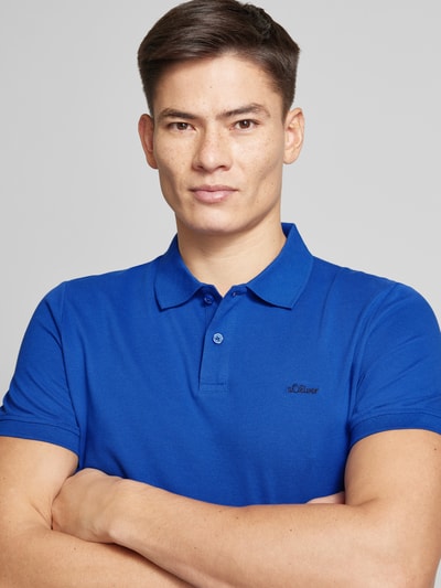 s.Oliver RED LABEL Regular Fit Poloshirt aus Baumwoll-Piqué mit Label-Stitching Royal 3