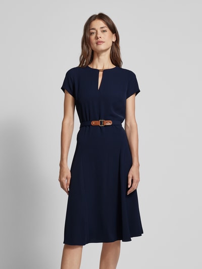 Lauren Ralph Lauren Knielange jurk met riem, model 'BRYGITKA' Marineblauw - 4