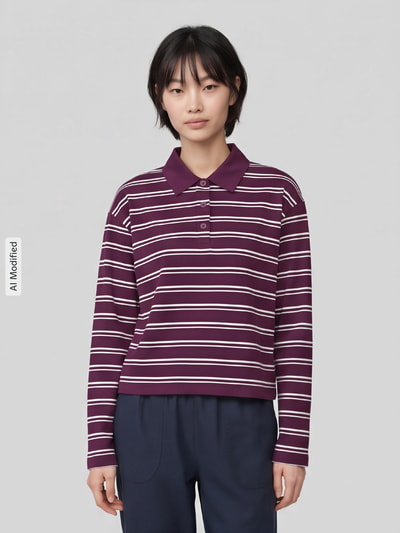 Marc O'Polo DENIM Relaxed Fit Poloshirt aus Baumwoll-Mix Bordeaux 4