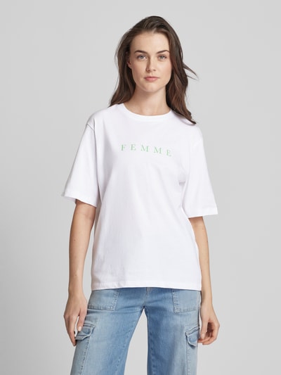 Selected Femme T-Shirt mit Label-Print Modell 'VILJA' Offwhite 4