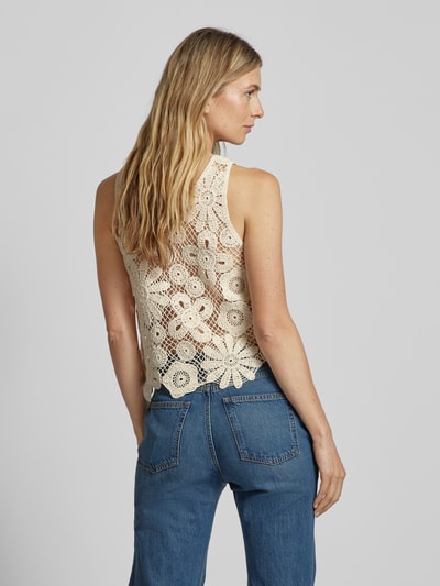 YAS Gebreide top met broderie anglaise, model 'LELU' Beige - 5