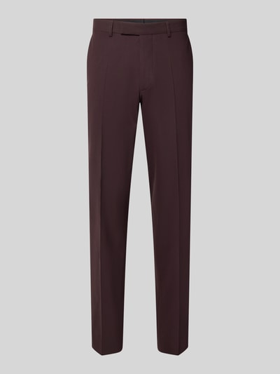 Produktfoto, Straight Fit Hose mit Schurwoll-Anteil Modell 'Totti' von CINQUE in Dunkelbraun, Bügelfalten, elastischer Material-Mix, Hosenschlitz mit Haken- und Reißverschluss, klassisches Design, Kontext: Herren Hose, Bundweite 45 cm, Innenbeinlänge 83 cm.
