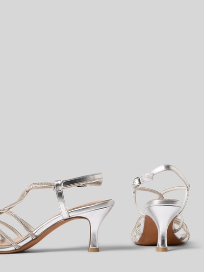 Productfoto, Sandaletten met strass-steentjes en naaldhak van Marco Tozzi, afgerond model, riempje met doornsluiting, gladde zool, hakhoogte maat 40: 7 cm