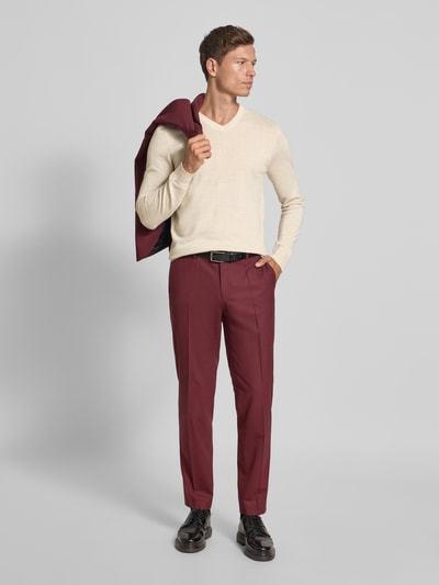 Christian Berg Men Gebreide pullover van een mix van merinowol met V-hals Ecru gemêleerd - 1