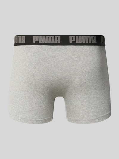 Produktfoto, graue Slim Fit Boxershorts aus Baumwoll-Mix im 2er-Pack Modell 'EVERDAY' von PUMA, schwarzer Elastikbund mit Logo, glatte Textur, Herren Boxershorts von PUMA
