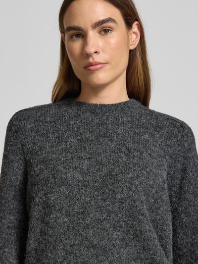 Jake*s Casual Oversized gebreide pullover met ribboorden Donkergrijs gemêleerd - 3