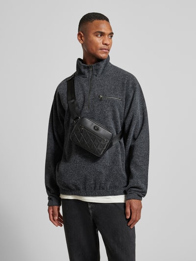 Lacoste Schoudertas met glad leer Zwart - 1