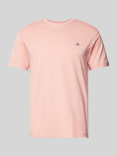 Gant Regular fit T-shirt in gemêleerde look Felroze - 2