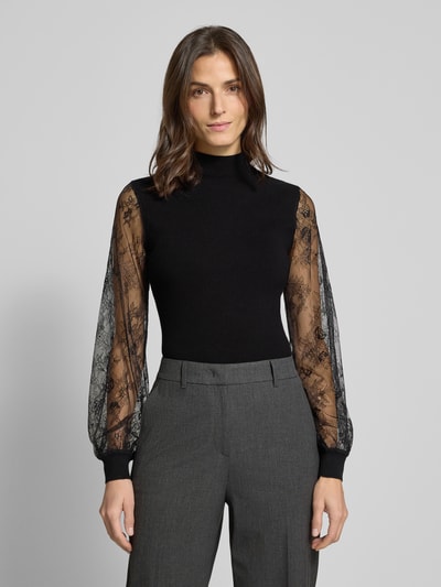 Oui Pullover van viscosemix met mouwen van kant  - 4