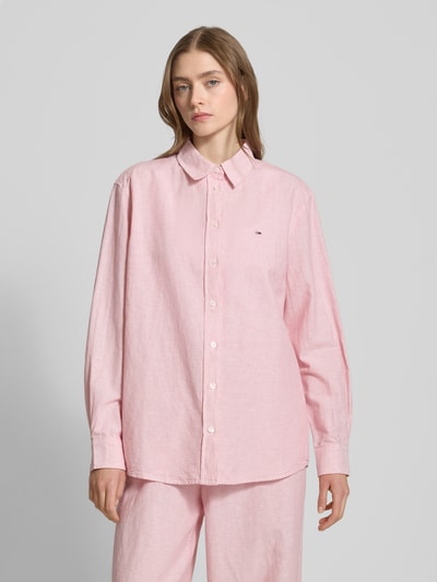 Tommy Jeans Relaxed Fit Blusenshirt aus Baumwoll-Leinen-Mix Rosa 4