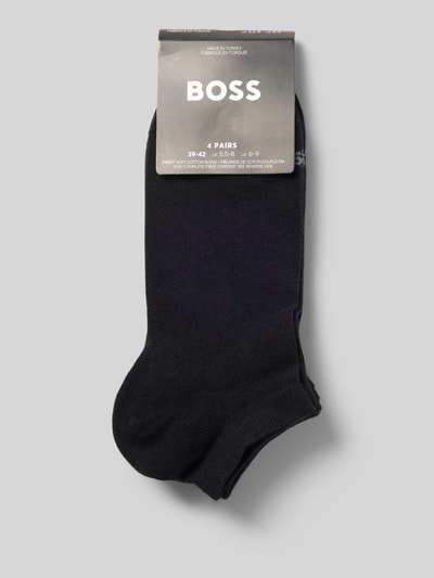 Produktfoto, Sneaker-Socken aus Baumwoll-Mix im 4er-Pack von BOSS, unifarben, elastischer Bund, Label-Schriftzug, glatte Textur