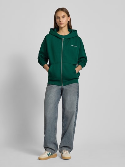 Pegador Bluza rozpinana o kroju oversized z wyhaftowanym logo model ‘Clarita’ Ciemnozielony 1