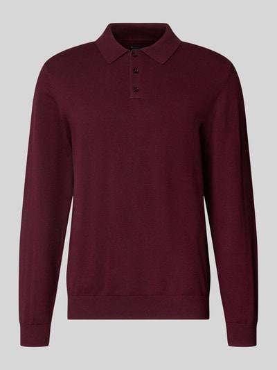 Produktfoto, Regular Fit Strickpullover aus Baumwoll-Mix mit Kaschmir-Anteil von MCNEAL in Dunkelrot mit Polokragen, langärmelig, gerippte Abschlüsse